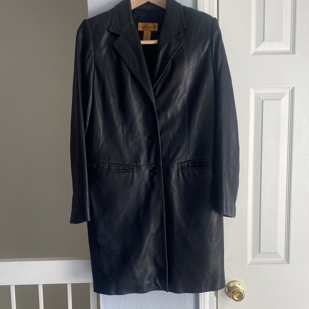 Vintage Black Leather Women's Coat